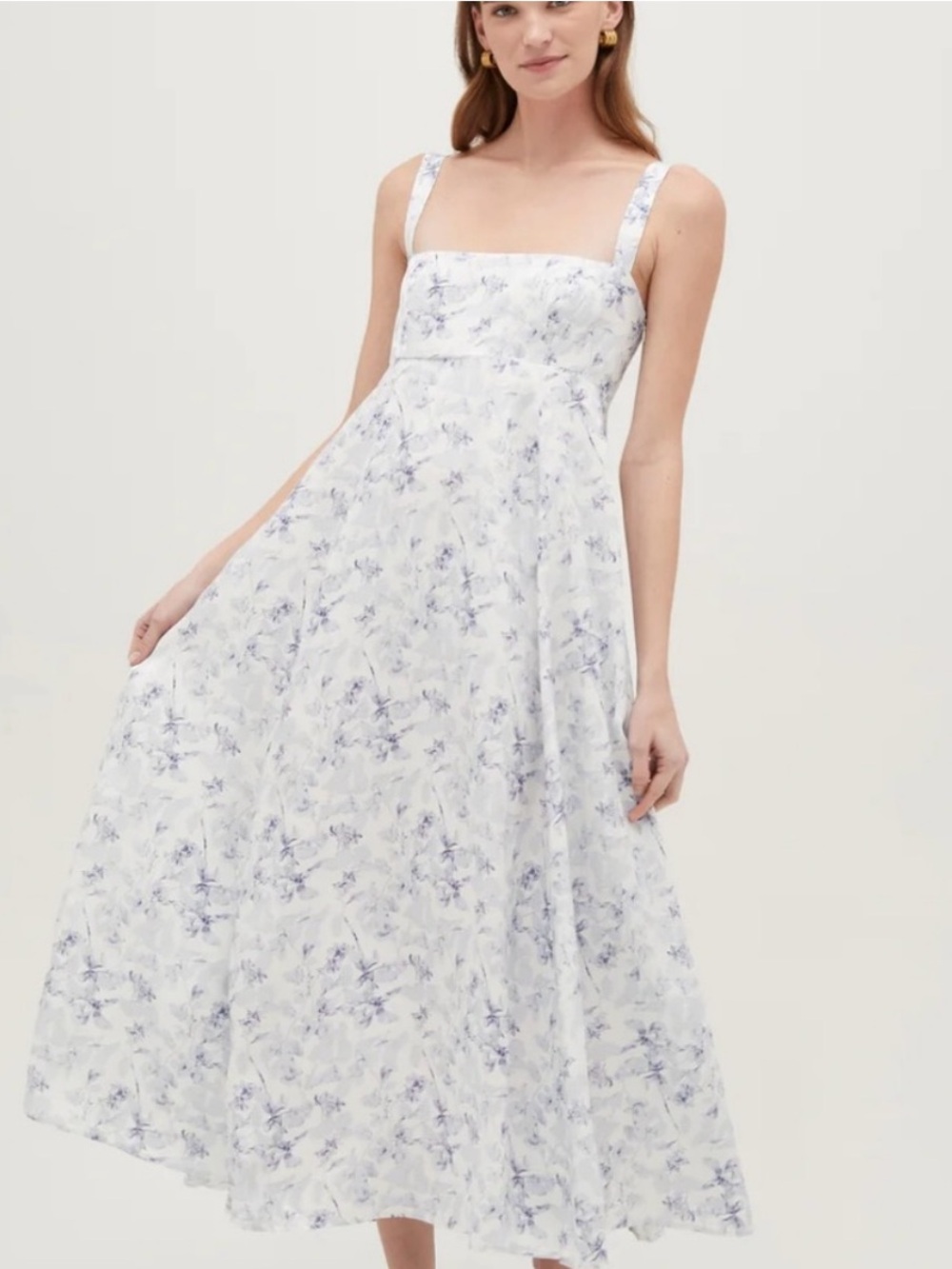 Hill House Home Rowena Dress - White and Blue Floral - XS